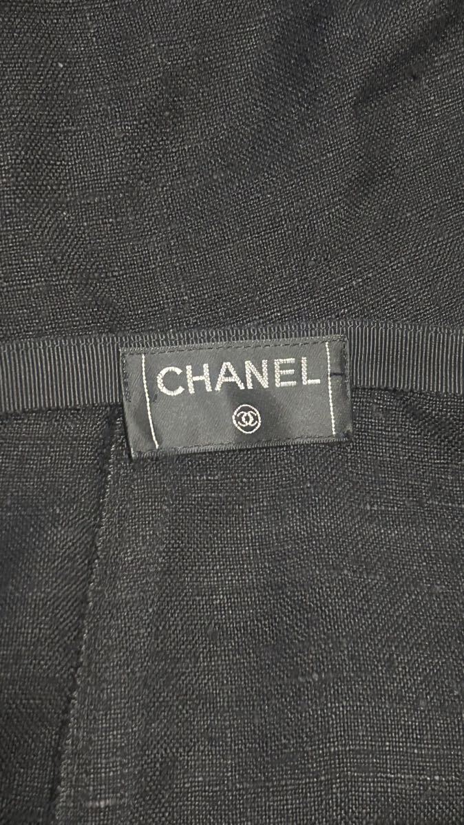 CHANEL シャネル 黒 ブラック リネン スカート拍卖