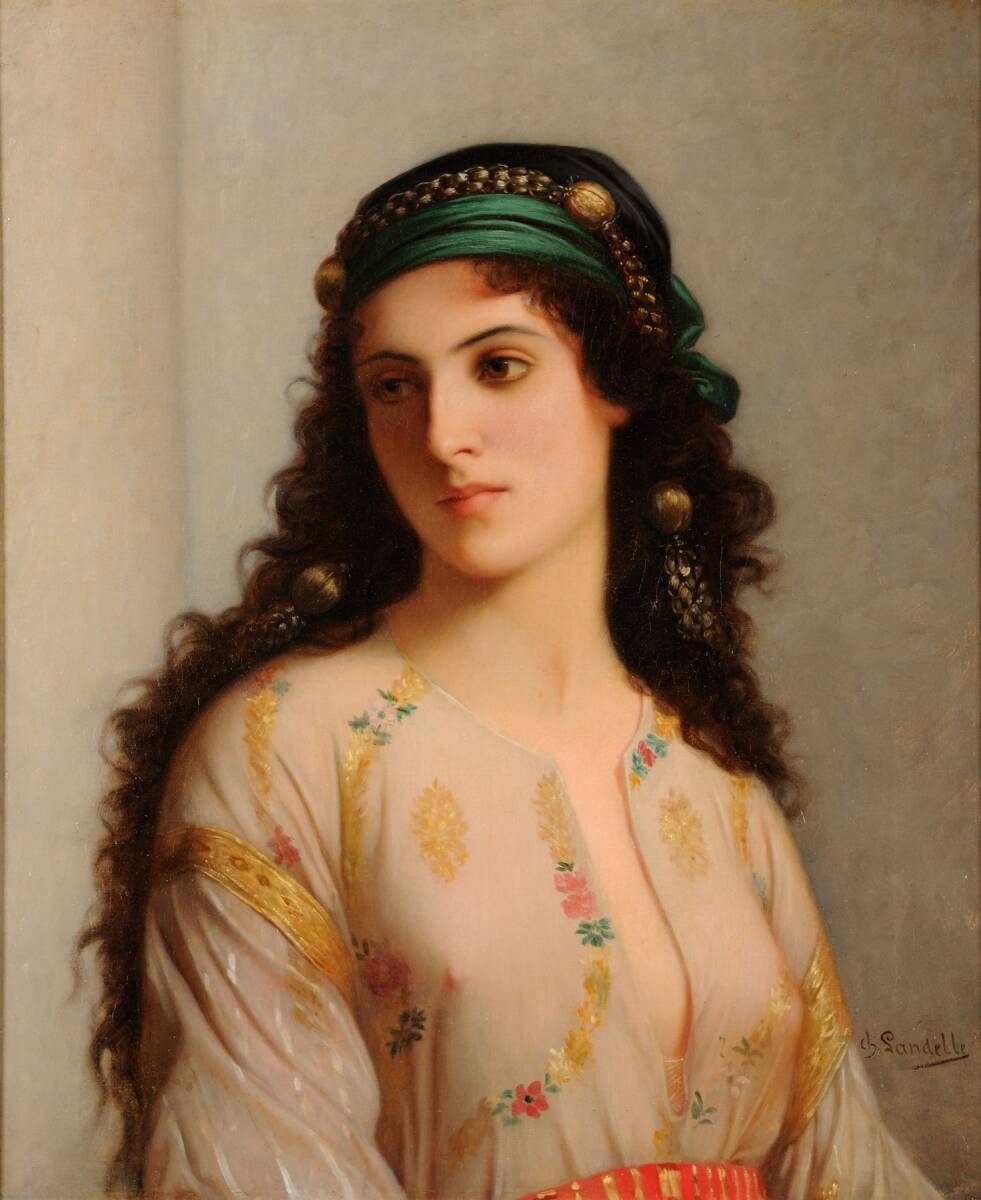 新品 チャールズ・ランデル「タンジェ出身のユダヤ人女性」の特殊技法高級印刷 A4版サイズ 額なし 特価980円(送料込)即決拍卖