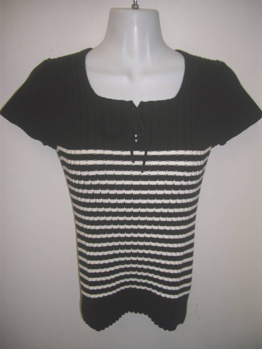 送料無料!TRANS WORK(トランスワーク/三陽商会)綿/ナイロン/フレンチ袖/ニット☆サイズ40拍卖