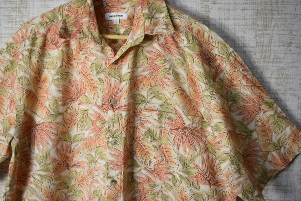 ☆US古着 Pierre Cardin ピエールカルダン アロハシャツ ボタニカル柄 総柄 ピンク【L】コットン ◆9296◆拍卖