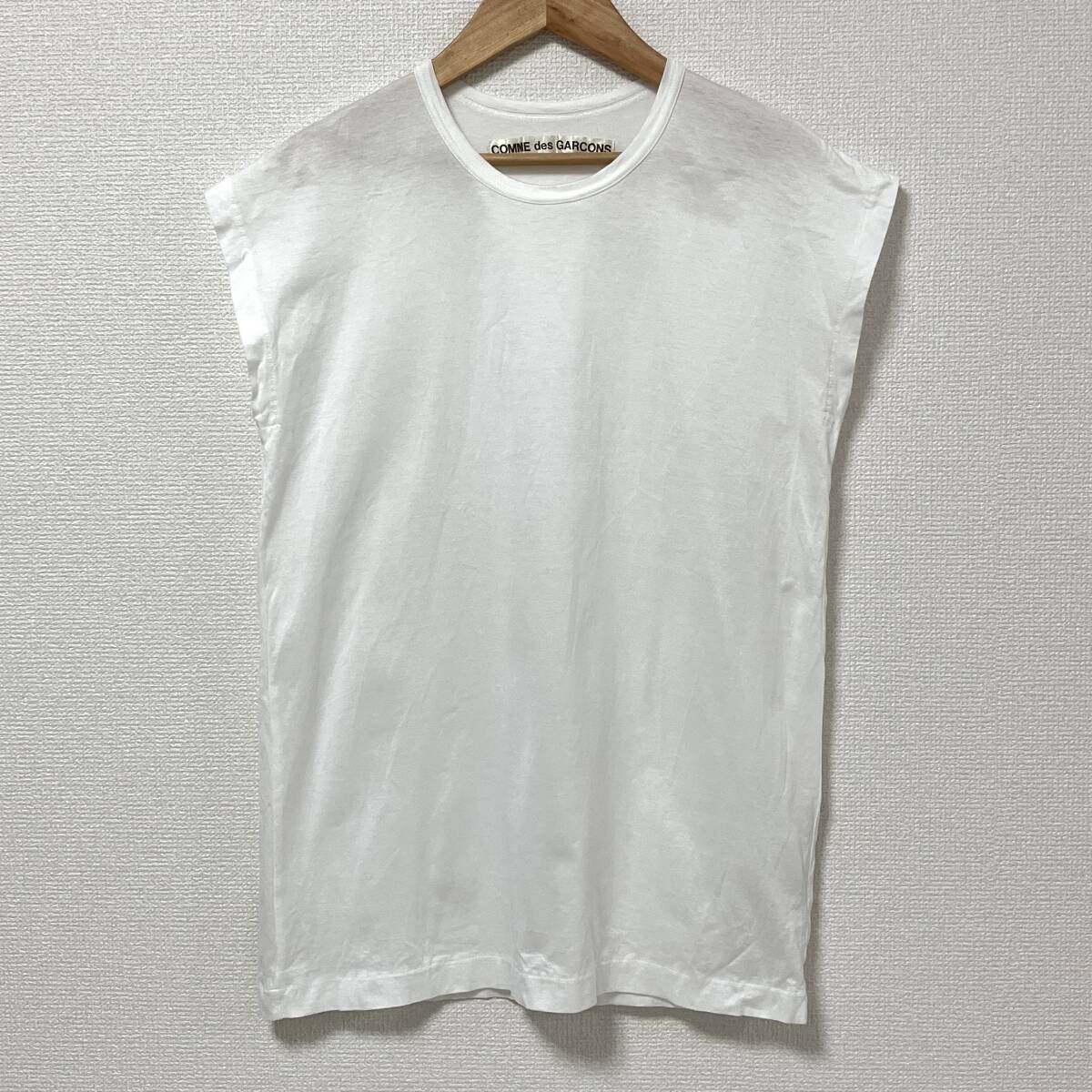 80s COMME des GARCONS 無地 ホワイト ノースリーブ カットソー コムデギャルソン タンクトップ Tシャツ Tee VINTGAE archive 4010293拍卖
