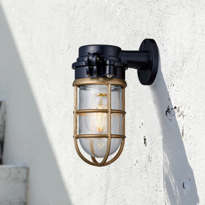 ウォールライト 黒 ウォールランプ ブラック 壁面 屋外 屋内 ブラケットライト LED 玄関 西海岸 ビンテージ 船舶 照明 おしゃれ かっこいい拍卖
