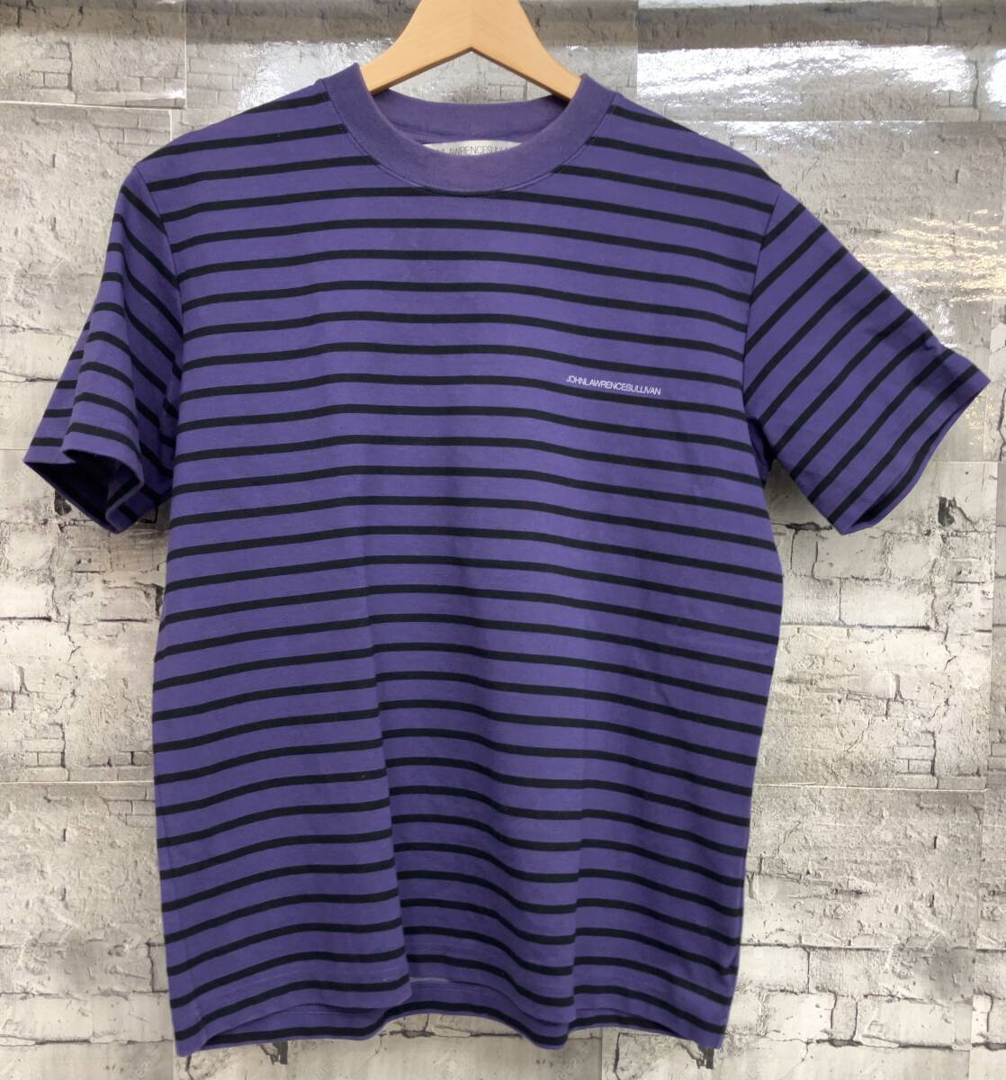 JHON LAWRENCE SULLIVAN ジョンローレンスサリバン 半袖Tシャツ ボーダー 5A010-0119-29 モード サイズXS パープル ブラック拍卖