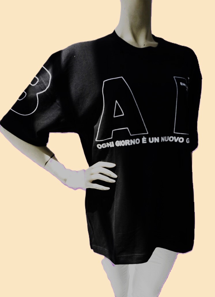ボール 54205 黒白プリント Lサイズ 半袖Tシャツ 綿100% Bigシルエット 新品 BALL拍卖