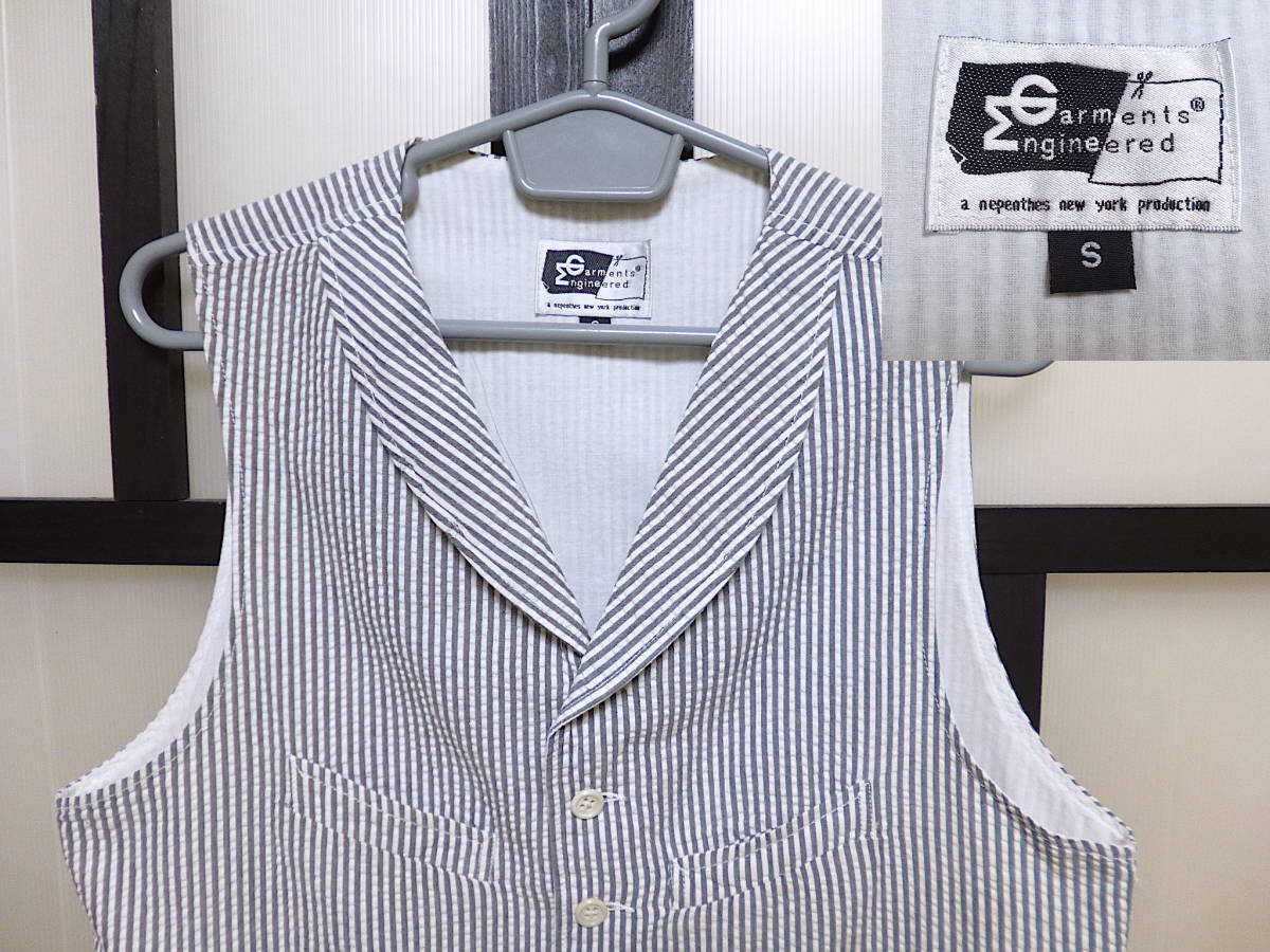 エンジニアドガーメンツ シアサッカー地 ストライプ柄 ベスト ネペンテス 取り扱い USA製 / ENGINEERED GARMENTS アメリカ製 拍卖
