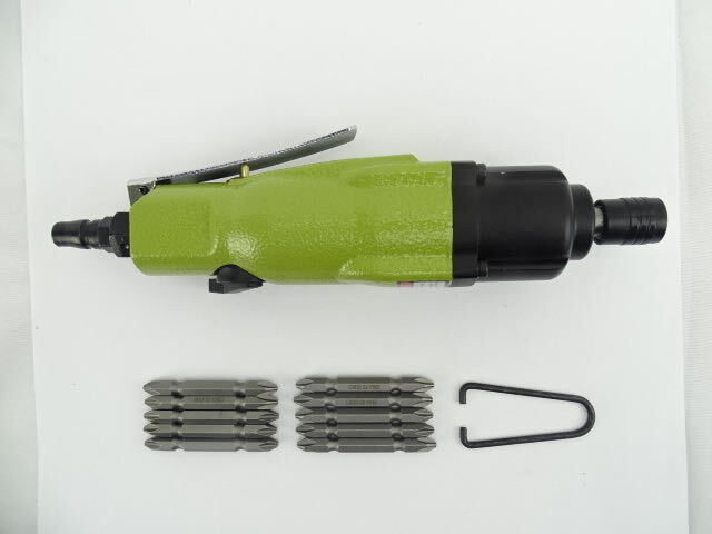 未使用 エアースクリュー ドライバー エアーツール 多機能 回転調整式 ハンディタイプ 自動車整備点検 建築大工 組立作業 プラスビット10本拍卖