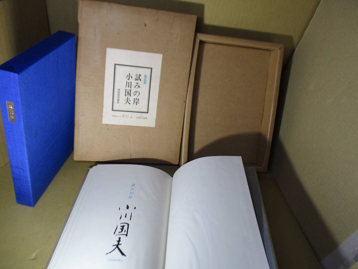 □墨筆署名限定本『試みの岸』小川国夫;河出書房新社;昭和49年;初版二重函中函;クロス装本;スエード革天金装元パラ;著者自装;装画;渡辺可久拍卖