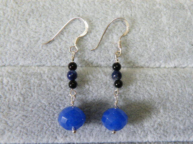 R00054.カラーストン シルバー925 ハンドメイド ロングピアス拍卖