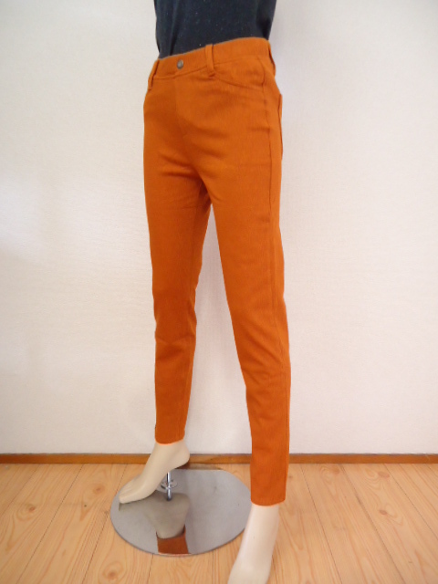 【KCM】pt1-7332100202-06L★新品★【アナザーブランチ】レディース ストレッチパンツ オレンジ系 サイズ:L オリーブ デ オリーブ拍卖