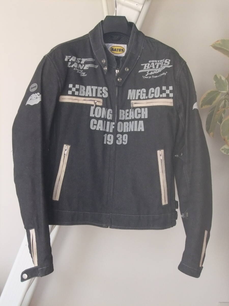 新品 同様 ベイツ BATES 廃番 USA デニム地 ライダース ジャケット 濃灰 ライディング バイク ジャンパー 定価29000円 プロテクター付拍卖