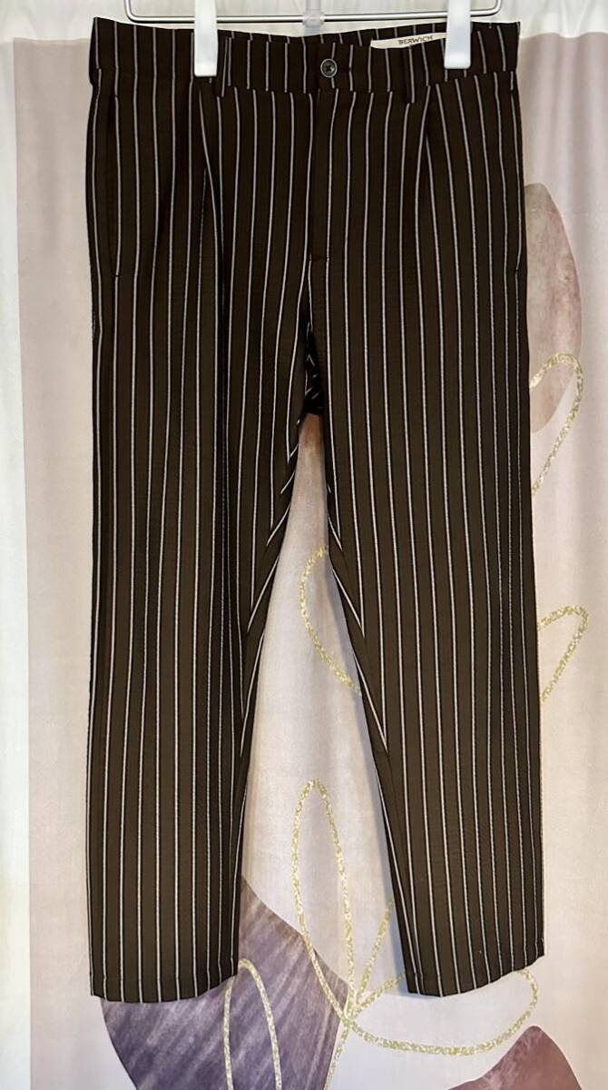 ベルウィッチ ストライプ シアサッカー ストレートパンツ イタリア製拍卖