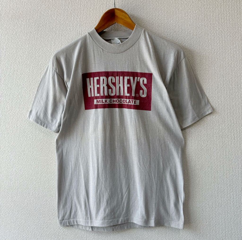 80s USA製 HERSHEY'S プリント Tシャツ L ビンテージ ハーシーズ 企業 チョコレート拍卖