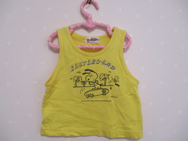 Ω ファミリア スヌーピー Ω★100㎝★ 可愛いコットンタンクトップ 黄拍卖