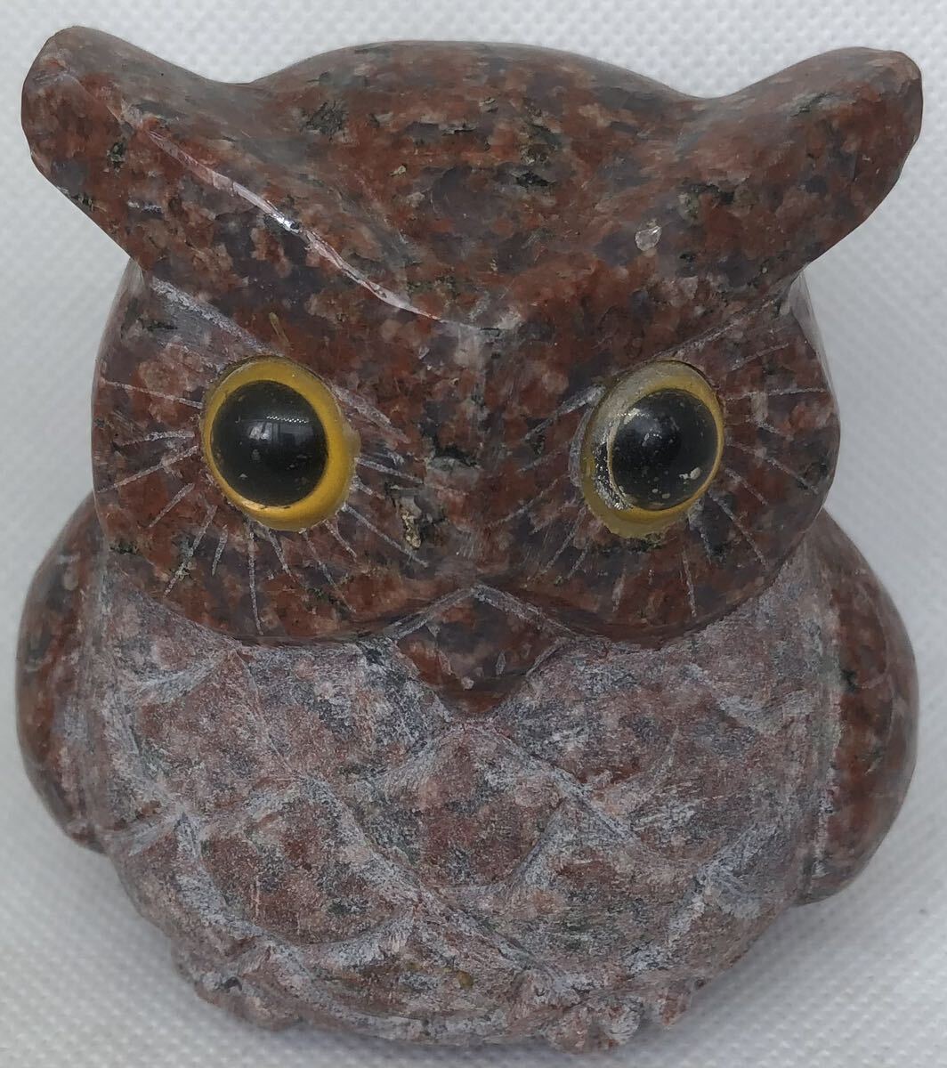 【彫刻】フクロウの置き物/印度赤〈オブジェやインテリア等にオススメ♪〉【美品】拍卖