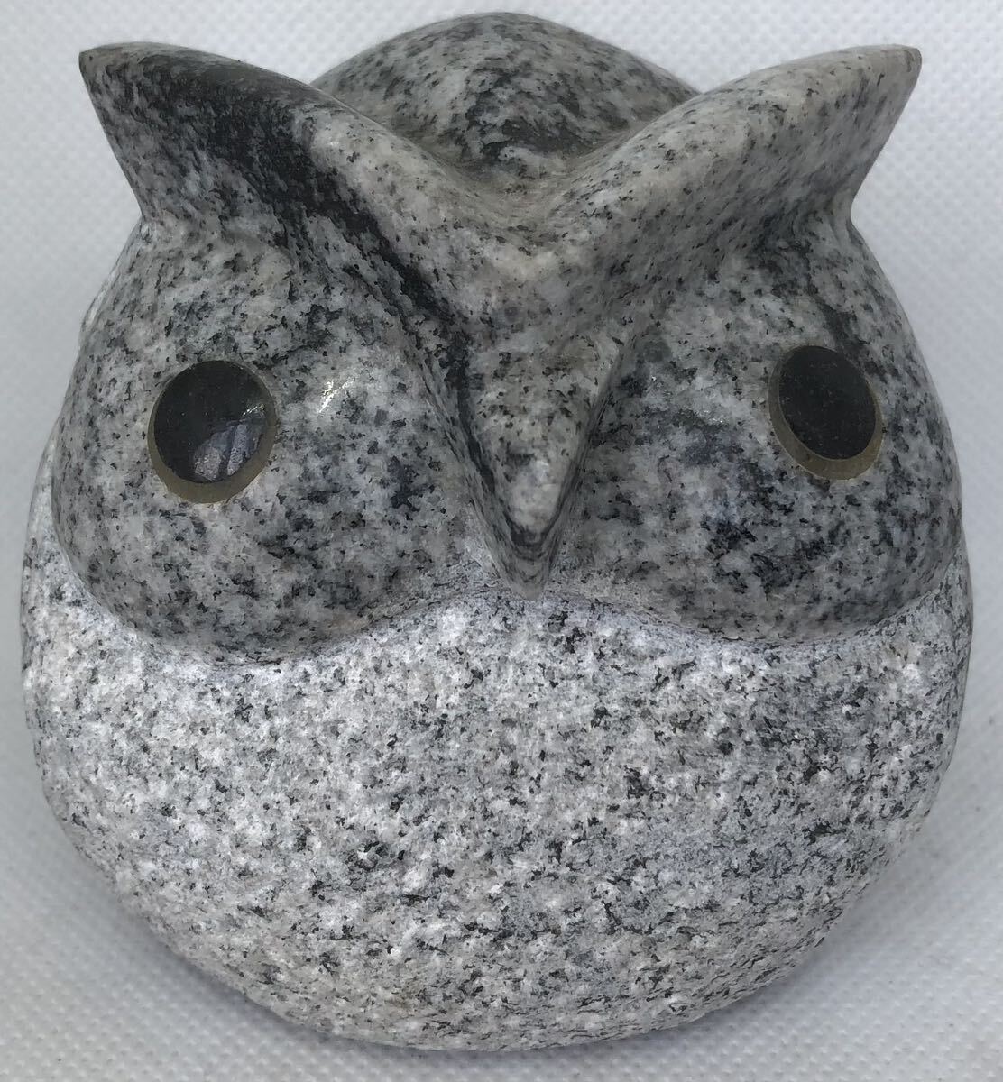 【彫刻】フクロウの置き物/グレー〈オブジェやインテリア等にオススメ♪〉【美品】拍卖