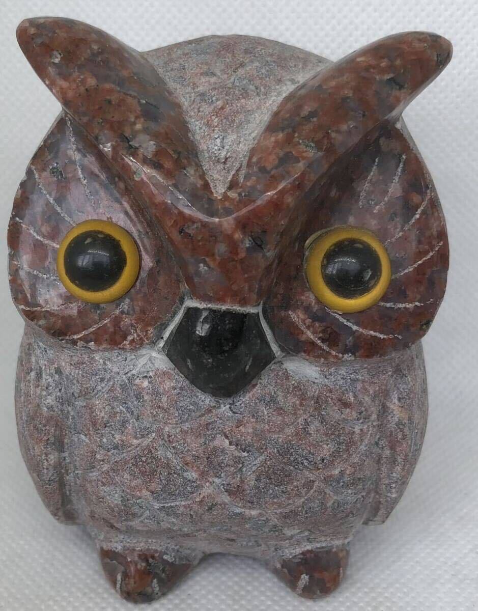 【彫刻】フクロウの置き物/印度赤〈オブジェやインテリア等にオススメ♪〉【美品】拍卖