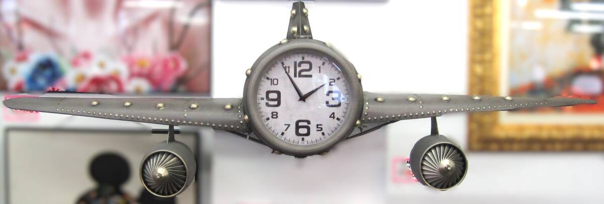 掛け時計 飛行機モチーフ ラック BLN 042-1 エクエス ※要組立拍卖