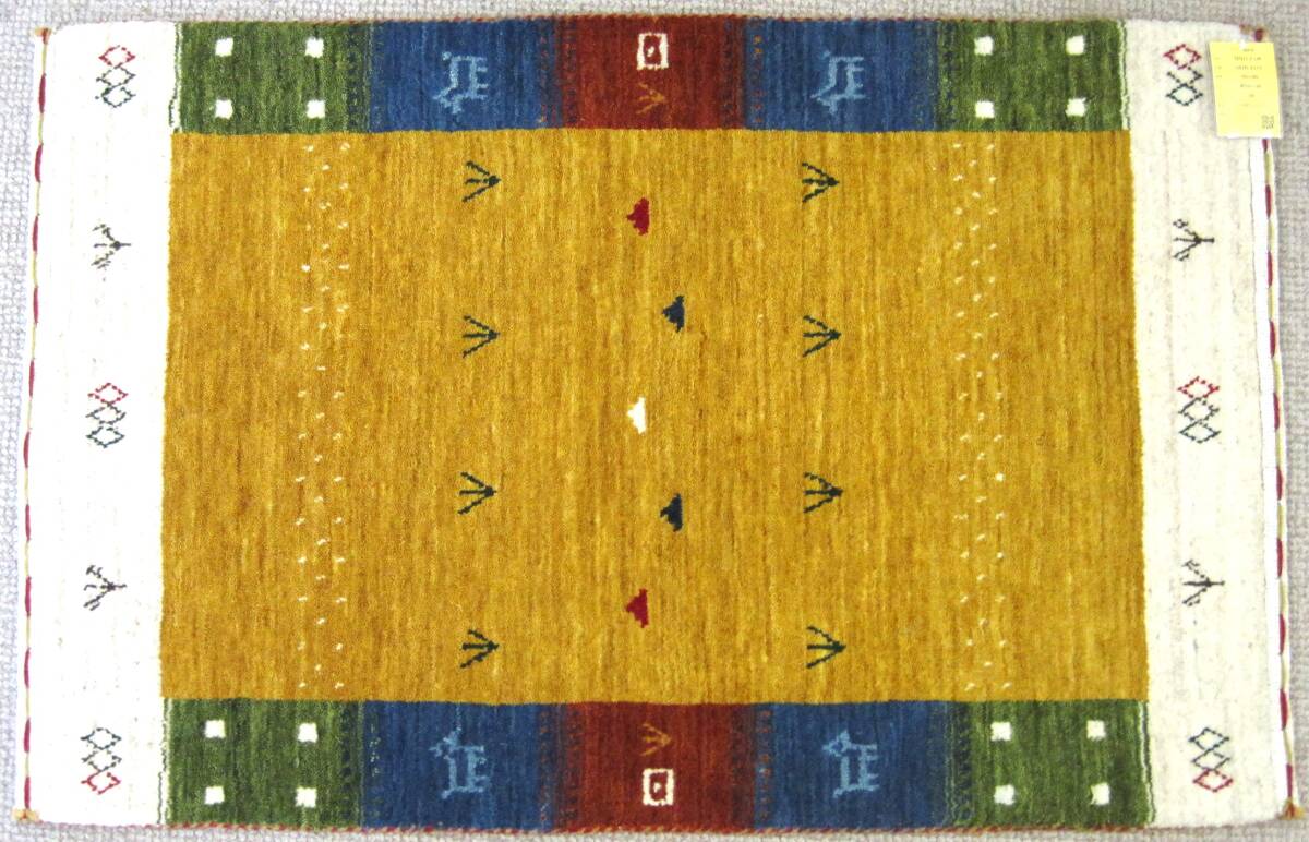 インド手織絨毯 ロリバフ LM YE ウール100%(パイル部)拍卖