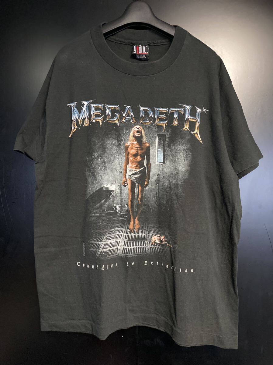 激レア90'S当時物 MEGADETH Tシャツ ヴィンテージ サイズXL USA製 ブラック コピーライト METALLICA メガデス giantタグ シングルステッチ拍卖