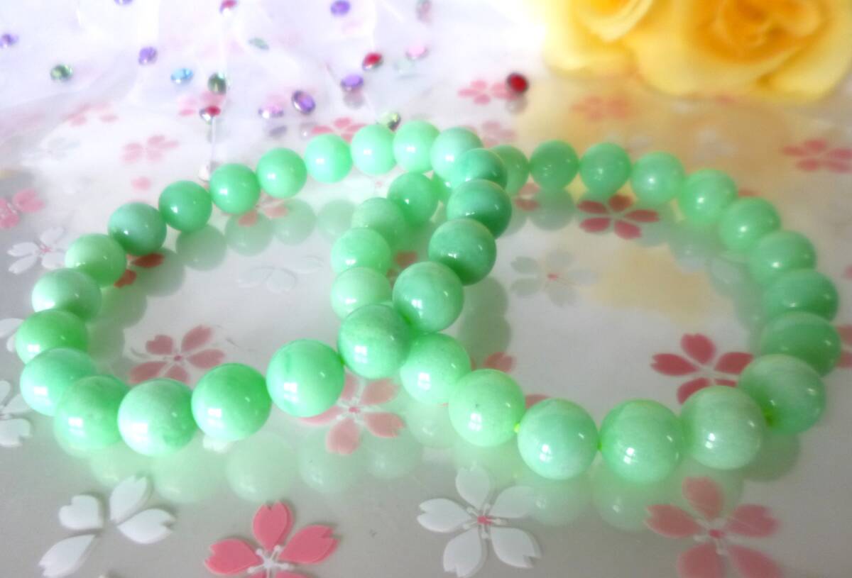 ☆ストレス緩和☆精神安定☆自信と勇気☆夢の成就☆高品質AAA☆美しいアップルグリーン☆ ☆クリソプレーズ☆ ☆9mm☆16cm☆拍卖