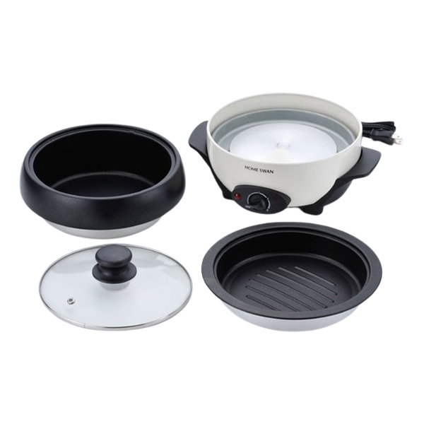 電気グリル鍋 ミニグリルパン ホットプレート 20cm 2人~3人用 丸洗いOkの鍋と焼き物プレート HOME SWAN SGR-20V/1270x1台拍卖