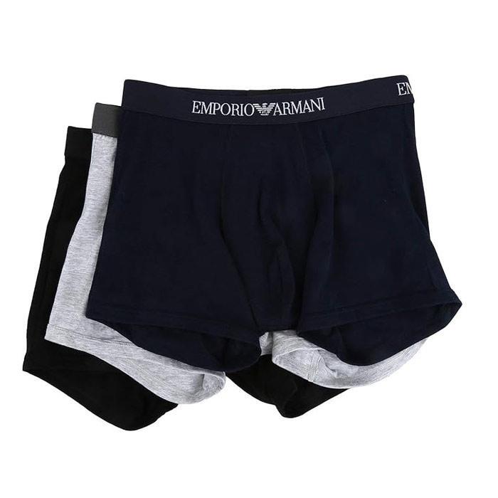 エンポリオ アルマーニ メンズ ボクサーパンツ トランクス 111611/CC722PK 94235 GY/BK/NV 3枚組 Sサイズ/送料無料メール便 箱畳んで発送拍卖
