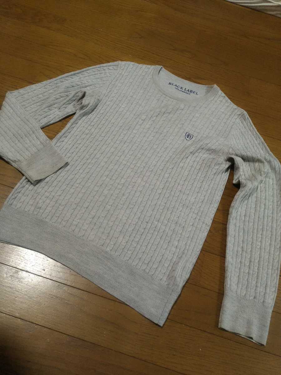 ブラックレーベルクレストブリッジ blacklabel CRESTBRIDGE ケーブルニット セーター カットソー 羊毛100% 薄手 メンズ サイズ2拍卖