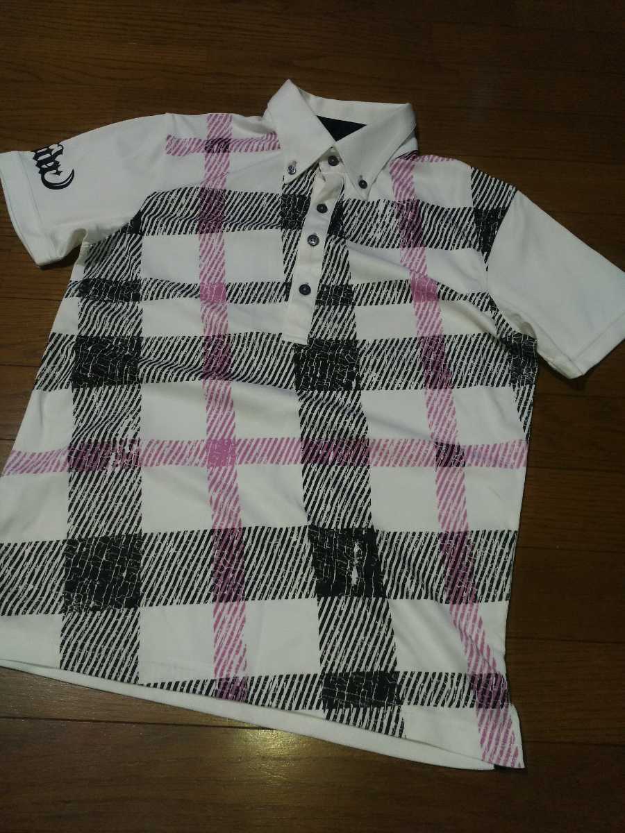 ONESIDER ワンサイダー つるや 半袖 ボタンダウンポロシャツ トップス ゴルフ ウェア メンズ サイズM 吸汗速乾ドライ素材 涼感 春夏拍卖