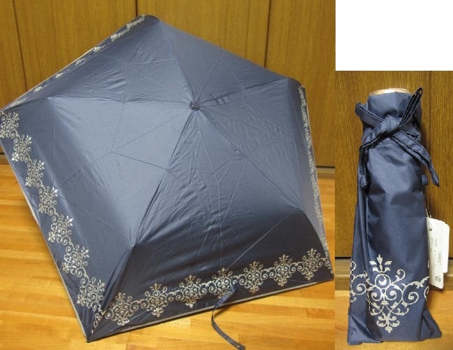 *新品*Lune jumelle*晴雨兼用*折りたたみ傘*ネイビー*軽量カーボン使用*遮光率100%*UVcut99.9%以上*5本骨*超はっ水*拍卖