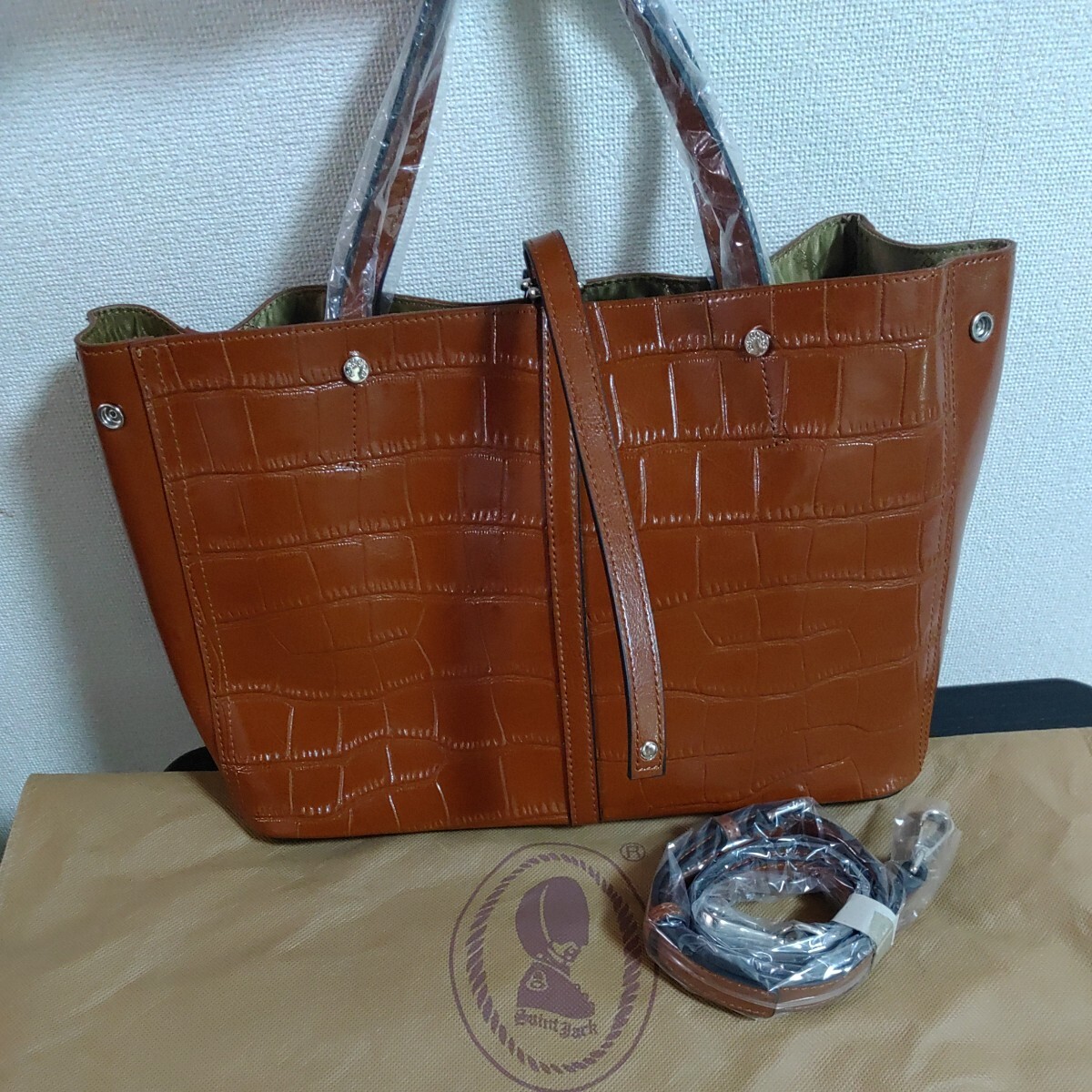 BARCOS バルコス クロコダイル型押し レザー 2WAY 牛革バッグ ブラウン 茶色 ショルダーバッグ レディース 0606-C1-TA7拍卖