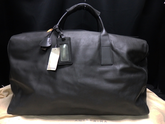 アンテプリマ 濃グレー 革 W被せ スクエアー W56cm  ボストン 伊製 ANTEPRIMA 未使用拍卖