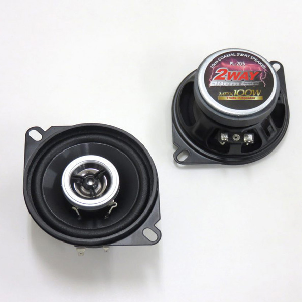 トレードインスピーカー 車 10cm/100mm コアキシャル2WAYスピーカー 最大100W 定格20W ブラック DC12V車用/ブレイス PL-205拍卖