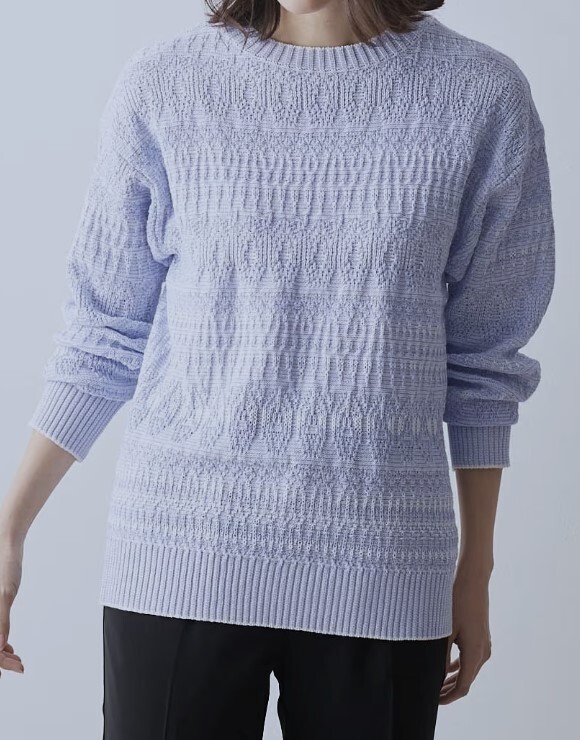 新品 ベルメゾン 花笑むとき ニット L LL位 薄紫 日本製拍卖