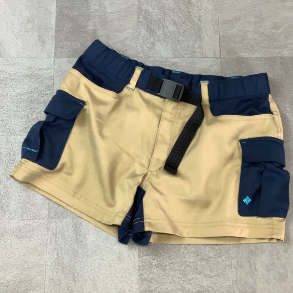 美品 Columbia コロンビア バイカラー ショートパンツ レディース Mサイズ ベージュ ネイビー アウトドア キャンプ 登山拍卖