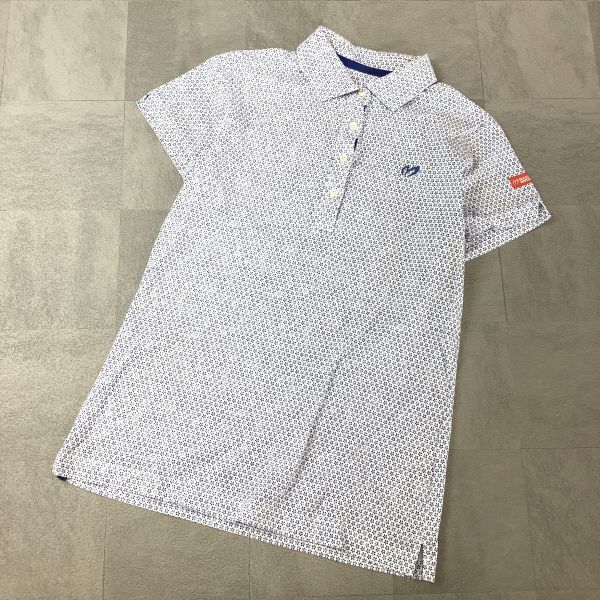 MASTER BUNNY EDITION マスターバニーエディション 総柄 花柄 半袖 ポロシャツ レディース サイズ1 S ブルー ゴルフ golf拍卖