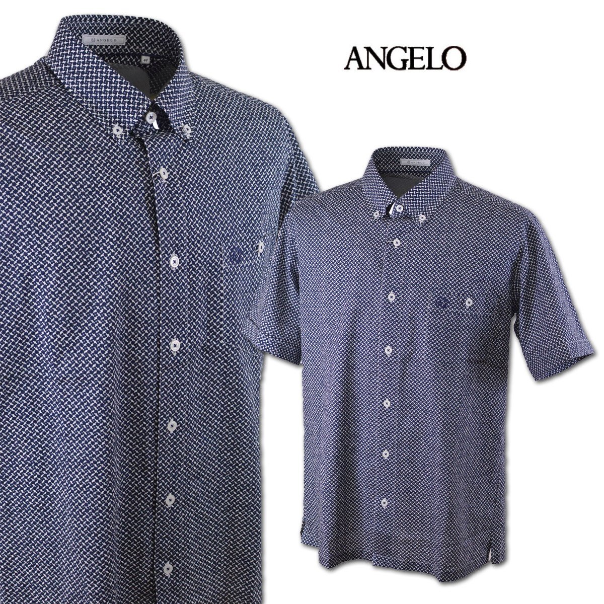 30%OFF【アンジェロ】メンズ 半袖シャツ L(48) 紺 41-2105-04-49 ANGELO カジュアル おしゃれ かっこいい 高級素材 @拍卖