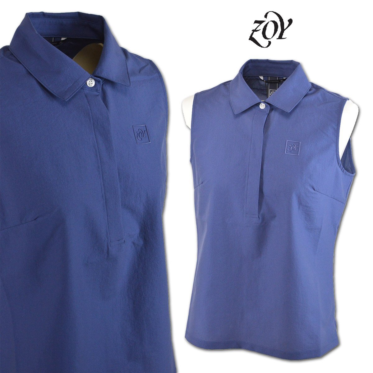 30%OFF★ZOYゾーイ★レディース ノースリーブシャツ 38(M) 9号 紺 071642012-83 ゴルフ おしゃれ 上質素材 @拍卖