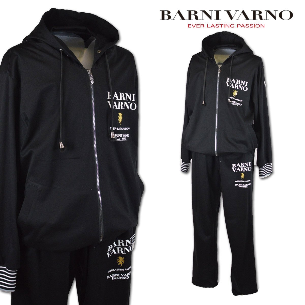30%OFF【バーニヴァーノ】メンズ 上下セット LL 黒 NSE5066-09 BARNI VARNO カジュアル おしゃれ かっこいい 大きいサイズ @拍卖