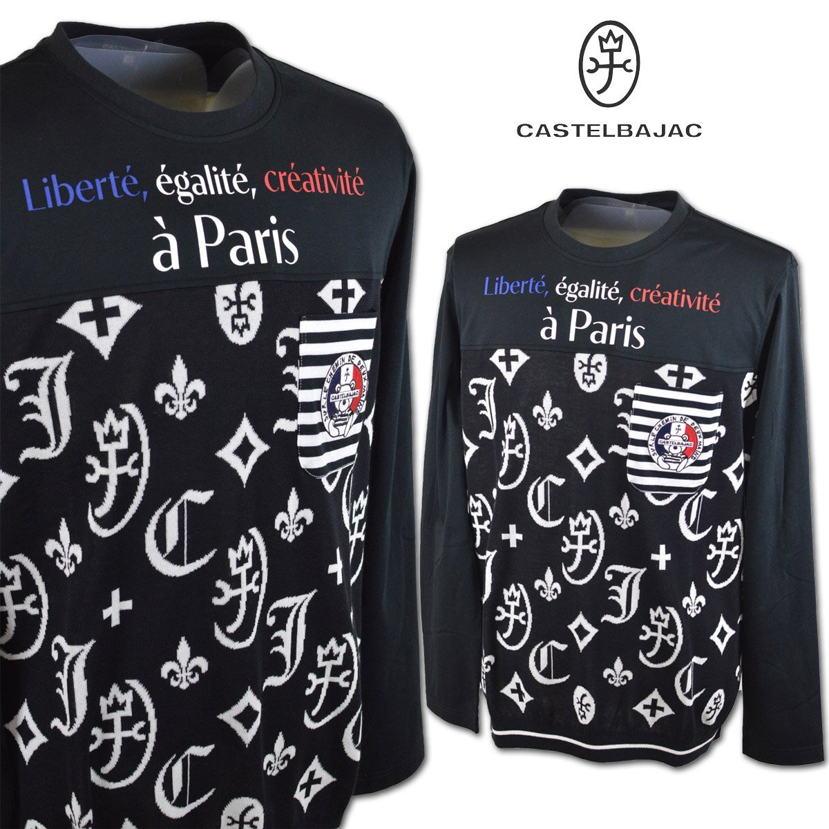 30%OFF【カステルバジャック】メンズ 長袖Tシャツ L(48) 黒 7214171110-99 CASTELBAJAC カジュアル ポップ おしゃれ @拍卖
