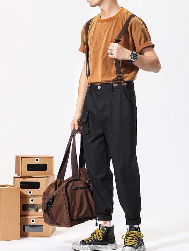 新品★メンズ ペインターパンツ 2WAY ワークパンツ オーバーオール ボトムス チノパン カーゴパンツ アウトドア 黒拍卖