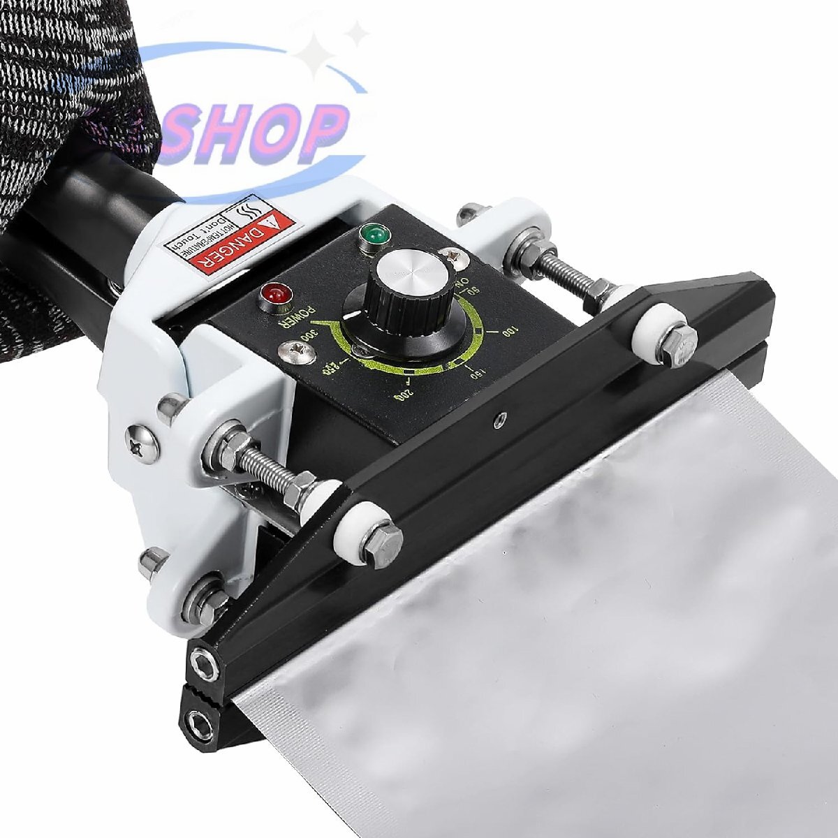 クリップシーラー シーラー 手持ち式 400mm シール幅10mm 0-300℃ ストリークシール ヒートシーラー 密封保存 アルミ箔袋、複合袋拍卖