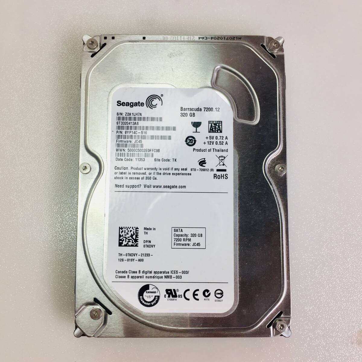 □29746時間 Seagate BarraCuda ST3320413AS 3.5インチHDD 『正常判定』 320GB拍卖