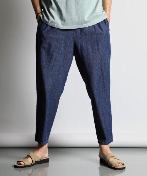 The DUFFER of ST.GEORGE LINEN BLEND GATHERED WIDE DENIM:リネンブレンド テーパード イージーワイドデニム L拍卖