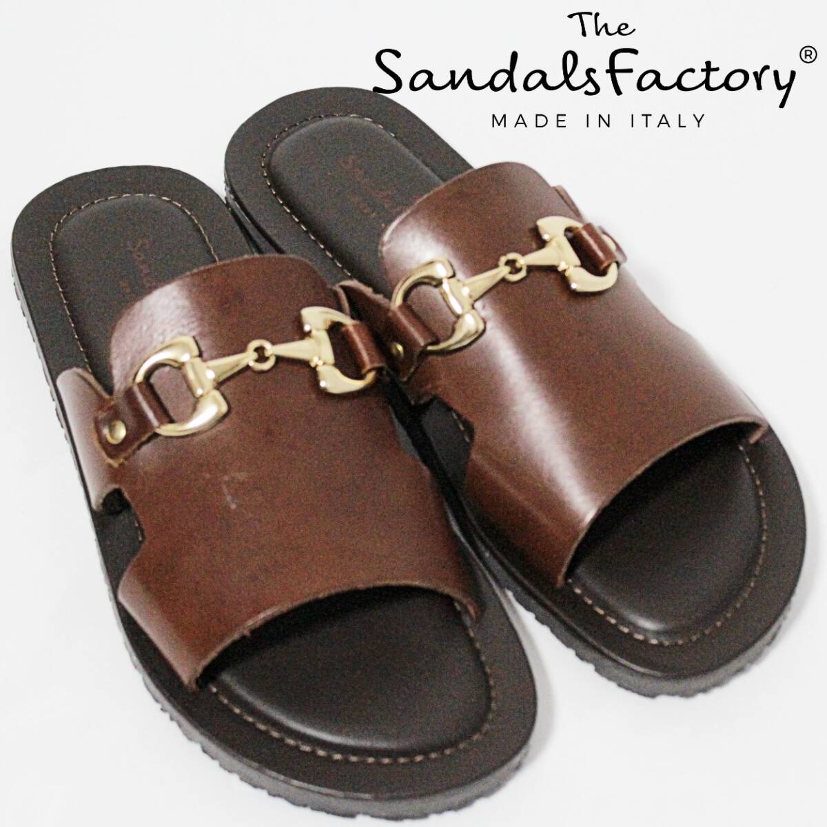 新品 サンダルズファクトリー イタリア製 レザービットサンダル 41(25‐25.5相当) K3719拍卖