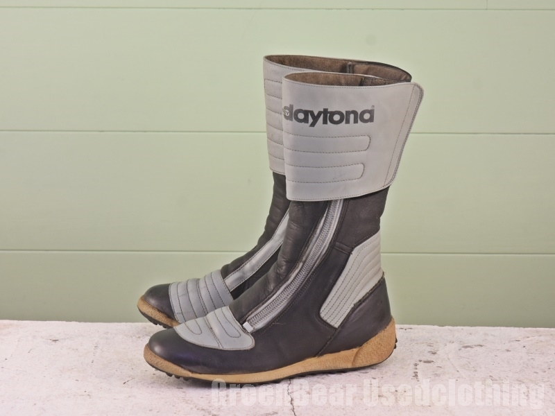 Z159 ドイツ製 デイトナ Daytona ビンテージ バイクブーツ 良い味 グレー×紺 レディース 37 23.5cm 拍卖