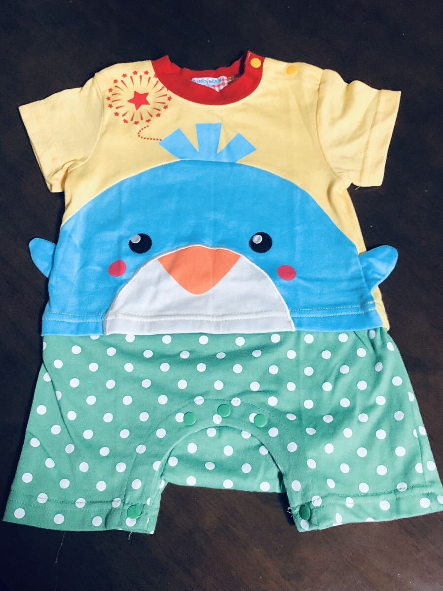 ☆新品 未着用 トップス ロンパース カバーオール ペンギン柄 半袖 80☆拍卖