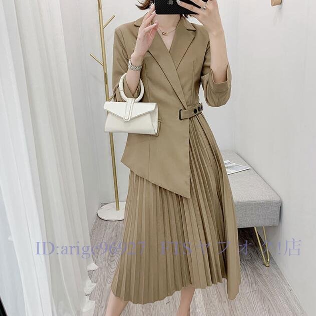 A5366☆新品 スーツワンピース レディース ロング フォーマル 結婚式 パーティー 二次会ドレス 着痩せ きれいめ 40代拍卖