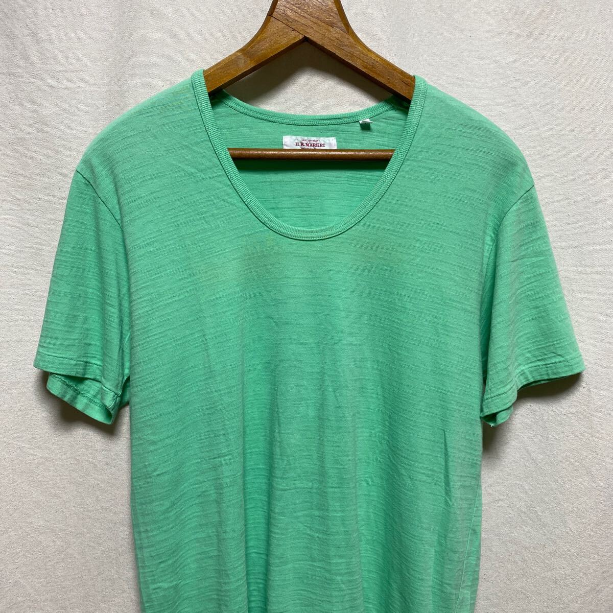 ハリウッドランチマーケット 半袖 スラブ天竺 無地半袖Tシャツ ライトグリーン 3 カットソー 聖林公司 HOLLYWOOD RANCH MARKET HRM拍卖