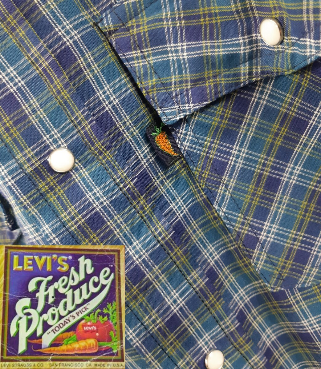 希少 70s Levi's Fresh Produce 人参タグ 半袖 ウエスタンシャツ リーバイス フレッシュ ヴィンテージ USA製 シャツ 拍卖