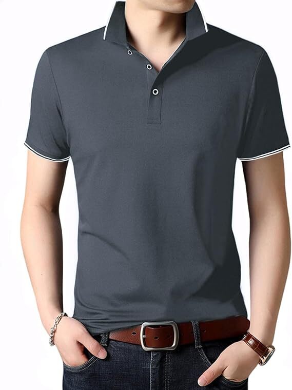 メンズ ポロシャツ 半袖 夏 無地 薄手 綿 カジュアル XL拍卖